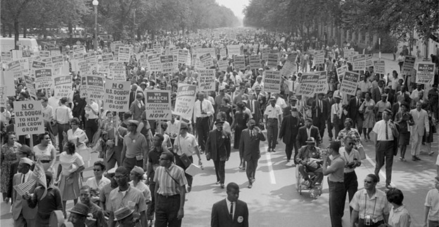 Marchers participating in the March on Washington August 28 1963 (WARREN K LEFFLER LOC)