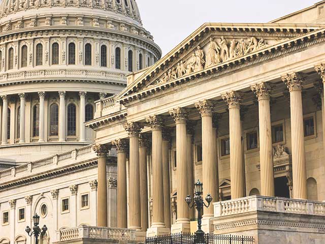 US Capitol Houses of Congress dome and senate entrance