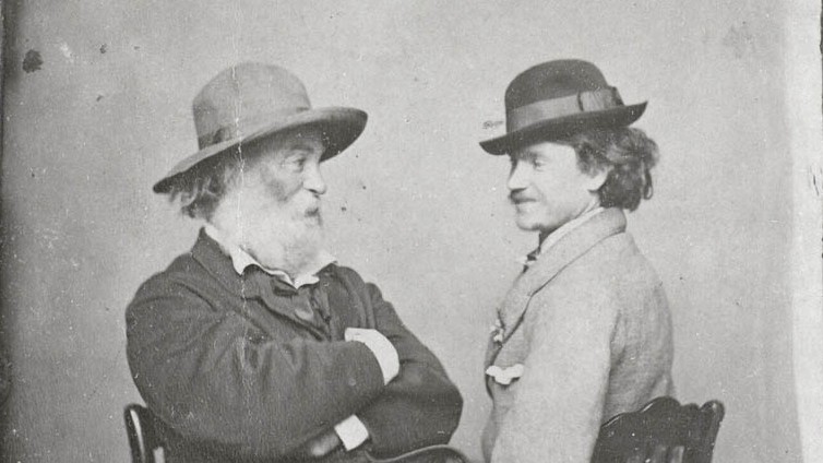 Portrait of Walt Whitman and Peter Doyle taken in Washington, D.C. 1865